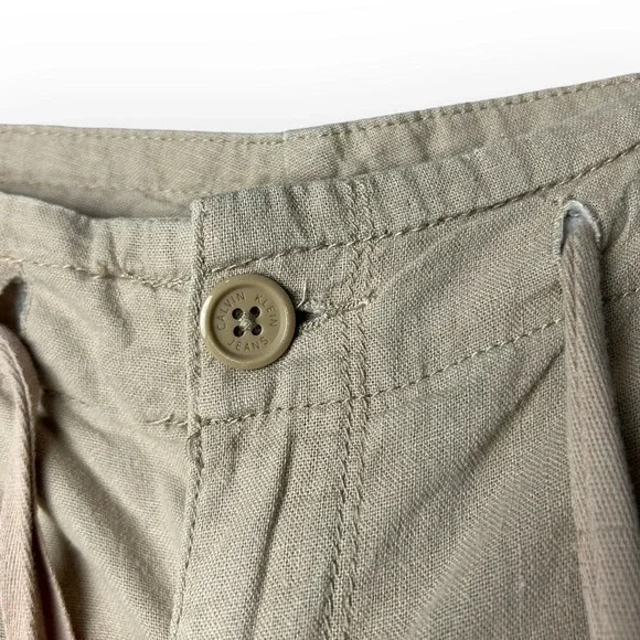Calvin Klein Tan All In One Linen Pants - Picture 5 of 9